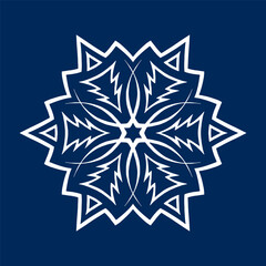 Snowflake on blue background 6. Decoration for New Year Christmas and winter holidays. Vector illustration