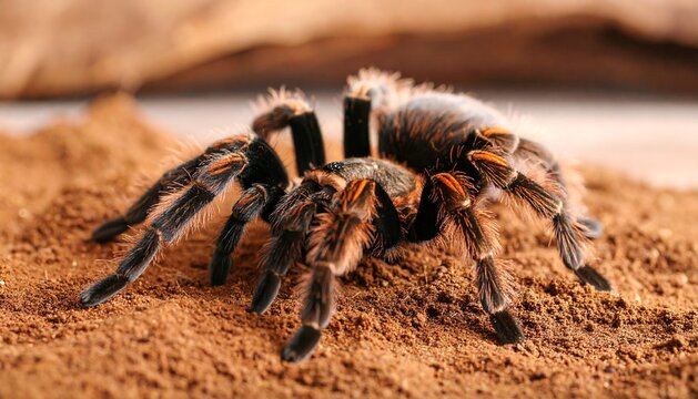 Portrait photo of tarantula spider with blurred background