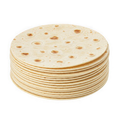 Stack of tortillas wraps isolated on transparent background