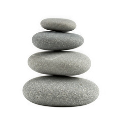 Stacked zen stones balancing perfectly on transparent background