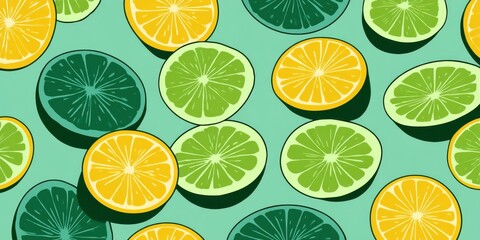 Colorful Stylized Citrus Pattern for Wallpaper and Fabric
