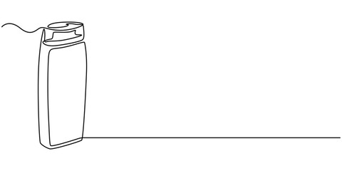 Disinfectant Spray Continuous Line Editable Stroke Icon, Line Drawing of Simple Bottle on White Background, 
