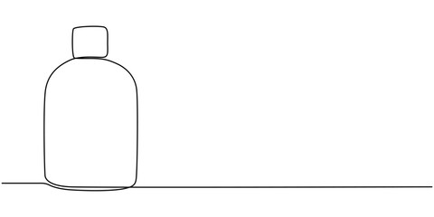 Disinfectant Spray Continuous Line Editable Stroke Icon, Line Drawing of Simple Bottle on White Background, 