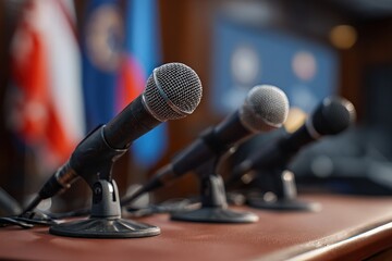 Microphoones on a podium