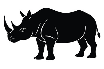Fototapeta premium Rhino Silhouette Vector Illustration of Wild Animal for Graphic Design and Print Use