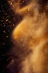 Obraz premium Abstract swirling cloud of golden dust and sparkles against a black backdrop, illuminated with varying intensities of light