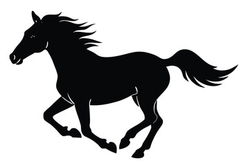 Obraz premium Running Horse Silhouette Vector Illustration for T Shirt Design and Craft Projects