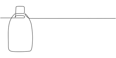 Disinfectant Spray Continuous Line Editable Stroke Icon, Line Drawing of Simple Bottle on White Background, 