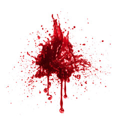 Realistic Blood Splatter PNG on Transparent Background – Maroon Blood Stain Clipart for Horror, Halloween, Crime Scene, and Scary Design Projects