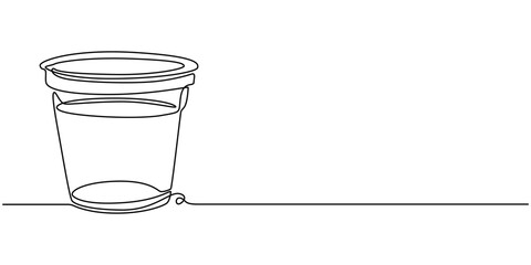 Plastic cup with dome lid continuous one line drawing, Cup with dome. Icon on Red background with shadow, Single line drawing of a hand holding a cup of iced coffee. Clear plastic cup with sphere