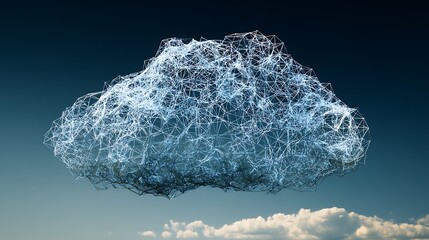 Digital cloud hovers in pale sky