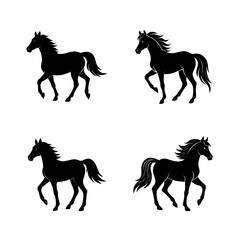 set of horse silhouettes
