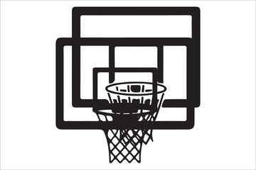 Basketball Action Pose Silhouette  Black and White Vector.