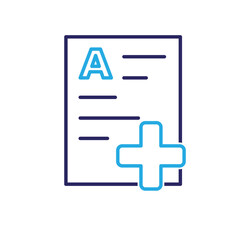 Obraz premium Medical icons. Medical records. Documents with medical cross. Prevention, health, diagnosis. Outline design style