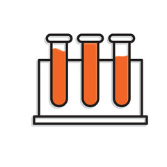 Medical icons. Laboratory. Three test tubes are in place. Prevention, health, diagnosis. Mixed design style