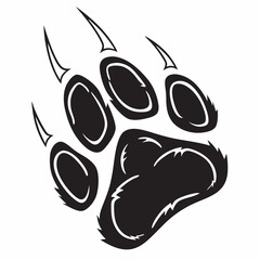 Powerful black bear paw print wild animal claw