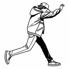 Stylish teenager running, clean cutout, transparent background