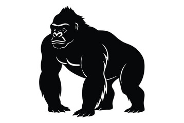 Fototapeta premium Simple Gorilla Silhouette Vector Illustration Ideal for Logo Design and Jungle Animal Graphics 