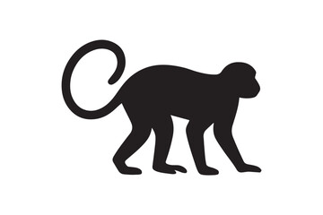 Obraz premium Monkey silhouette on white background.01