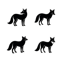 set of foxs silhouettes