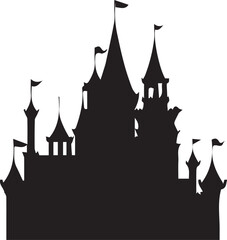 Fototapeta premium Castle silhouette hand drawing minimalist illustration