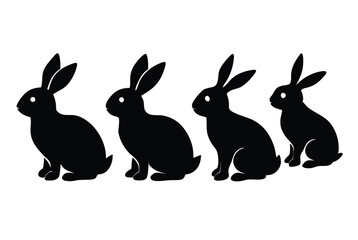 Fototapeta premium Rabbit Silhouette Vector Illustration Collection for Easter Crafting Logos and Artwork