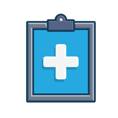 Medical icons. Medical records. Documents with medical cross. Prevention, health, diagnosis. Isometric design style