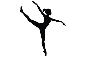 Female Gymnast Silhouette in Action Perfect for Athletic Vector Illustrations