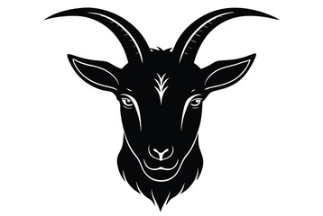 Fototapeta premium Goat Head Silhouette Vector Illustration for Logos and Design Projects