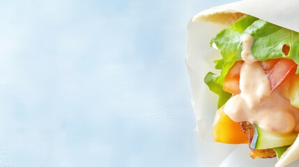 Fresh salad wrap with colorful vegetables.