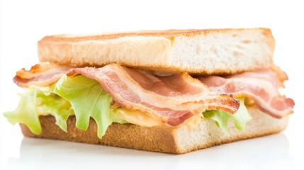 Obraz premium Delicious bacon sandwich with fresh lettuce.