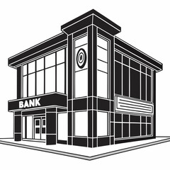 Professional bank building cutout, isolated transparent image