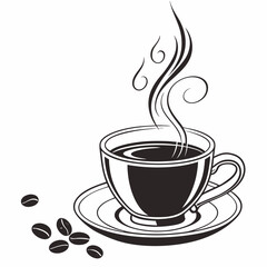 Aromatic coffee cup steam beans beverage