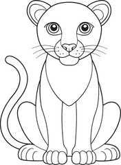 Adorable Cougar Kitten Coloring Page Wildcat Animal Illustration Vector Illustration