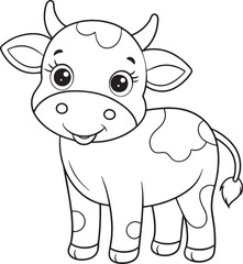 Adorable Cartoon Cow Coloring Page Cute Farm Animal Illustration Vector Illustration