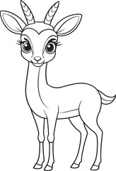 Adorable Cartoon Dama Gazelle Line Art Printable Coloring Page For Kids Vector Illustration