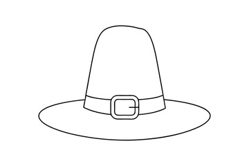 Pilgrim hat line drawing thanksgiving illustration