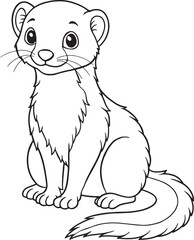 Adorable Dwarf Mongoose Coloring Page Cute Animal Illustration For Kids Vector Illustration