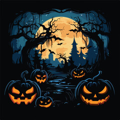 Professional Halloween Pumpkins Silhouettes Vector Design for Holiday Celebrations