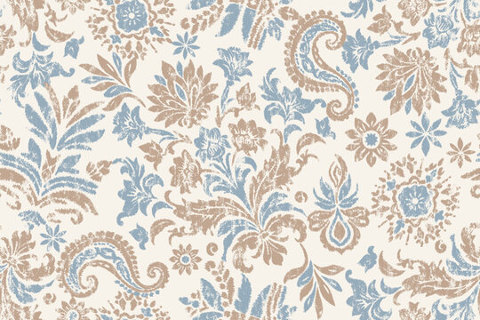 Ikat paisley embroidery on the fabric in Indonesia, India and Asian countries.geometric ethnic oriental seamless pattern.Aztec style. illustration. design for texture, fabric,clothing,wrapping,carpet.