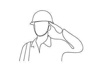 Soldier saluting line drawing minimalist illustration