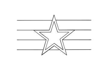 Simple line drawing of a star over stripes