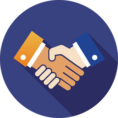 A single isolated flat design vector-style icon of a handshake representing business agreement