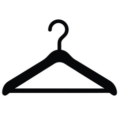 Black Clothes Hanger Isolated on White Background, Laundry Hanging Tool