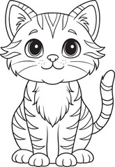Adorable European Wildcat Coloring Page Cute Pet Animal Vector Illustration