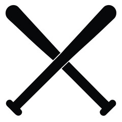 Naklejka premium Black Crossed Baseball Bats Clipart for Sports and Team Design Elements