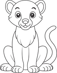 Adorable Cartoon Fossa Coloring Page Big Eyes Animal Illustration Vector Illustration