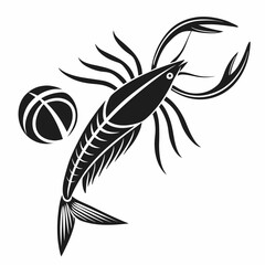 Professional stylized shrimp design element transparent background