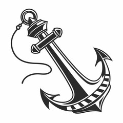 Nautical anchor illustration, isolated cutout, transparent background