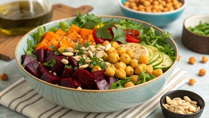 Hearty African inspired salad featuring vibrant ingredients and a touch of culinary creativity